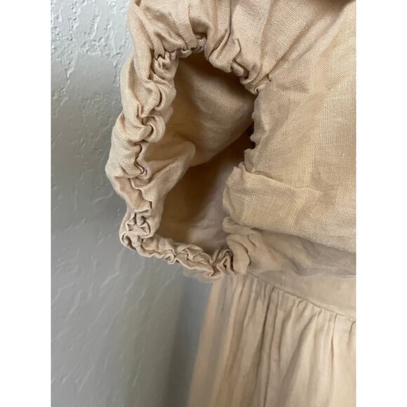 Lobo Rosa Tan Linen Long Maxi Off Shoulder Mimi Dress - Picture 6 of 9